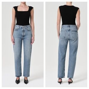 AGOLDE 90s Pinch Waist High Rise Straight Jeans Light Wash